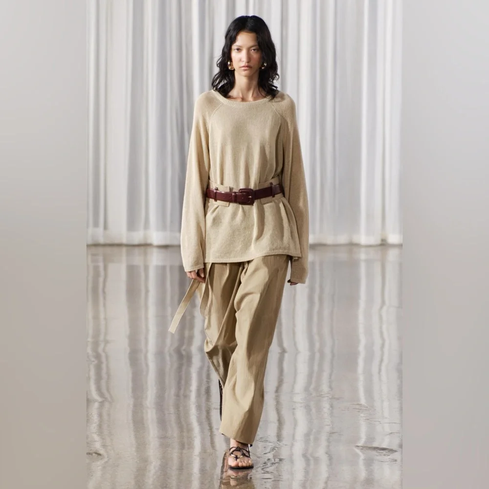 Zara Brown Jute Leather Belt -Size US 32- NWT